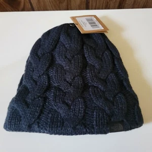 THE NORTH FACE Cable Minna Fleece Lined Beanie Hat TNF Black Knit One Size NWT - Picture 1 of 5