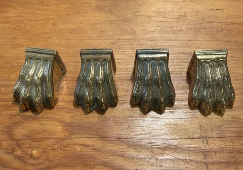 Set of (4) Brass Duncan Phyfe Lion Claw Table Feet 3”L X 2 1/4”W 1 1/2”H Cover
