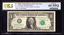 1988 A $1 FEDERAL RESERVE NOTE NEW YORK RADAR SERIAL NUMBER PCGS B GEM 65 PPQ