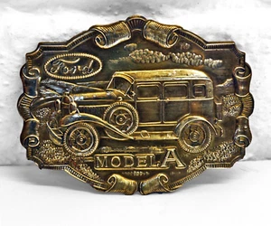 Vintage FORD Model A Classic Car Brass Belt Buckle, 'Finest Minted Brass' - Picture 1 of 4