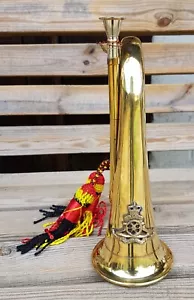 More details for military solid brass bugle with royal artilery badge music band army soldier
