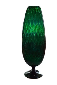 Vintage mundgeblasene Empoli grüne Optik italienische Kunst Glas Vase hoch 18,5" - Bild 1 von 3