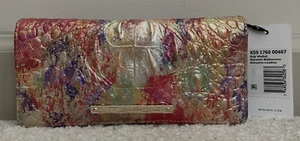 Brahmin Melbourne ADY Slim Bifold Lthr Wallet Clutch HARVEST Red Gold Purple NWT - Picture 1 of 11