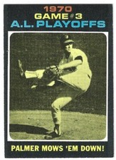 1971 Topps #197 Jim Palmer Mows 'em Down 1970 Game 3 A.L. Playoffs