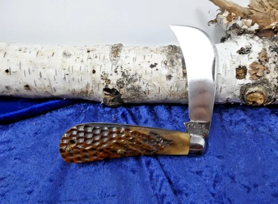 ВИНТАЖНЫЙ ** РЕДКИЙ ** 1920-40 ЧЕХОЛ ПРОТЕСТИРОВАН XX HAWKBILL ЗЕЛЕНЫЙ КОСТИ ОБРЕЗКИ НОЖ. Почти как новый! - Изображение 1 из 4