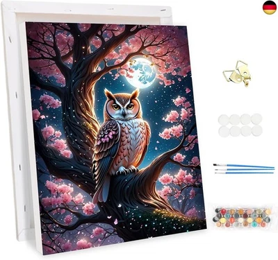 MEIYUDA Malen Nach Zahlen Erwachsene mit Rahmen Eule, DIY Set Erwachsene Tier - Bild 1 von 4