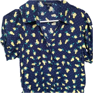 Talbots Women’s Dress All Over Lemon Print Size 10 Pockets Navy Cottagecore Midi - Picture 1 of 20