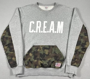 WuTang Clan CREAM Sweatshirt Mens Large Gray Camo Pocket Crewneck Hip Hop - Picture 1 of 9
