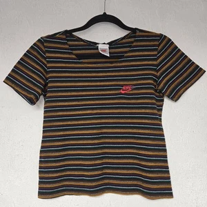 Rare Nike Retro Weaved Multi Colored Stripped Shirt Women's Medium Vintage USA - Picture 1 of 7