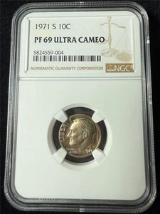 1971 S 10C Roosevelt Dime PF69 Ultra Cameo UCAM PR69 DCAM SKU 3709 - Picture 1 of 2