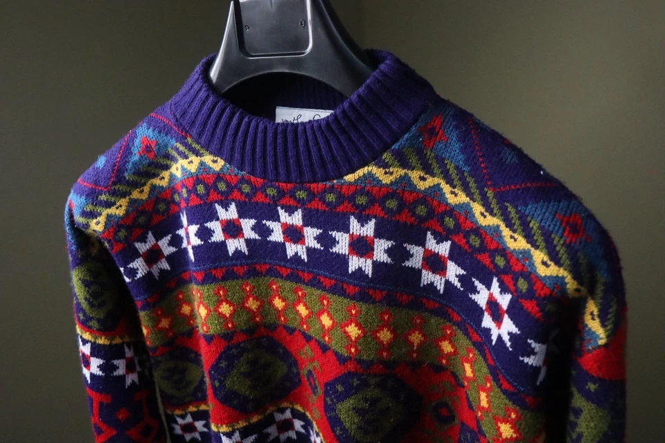 Suéter Vintage Jonathan Logan Masculino de Malha Média Fair Isles Estilo Cosby Vovô - Imagem 1 de 4