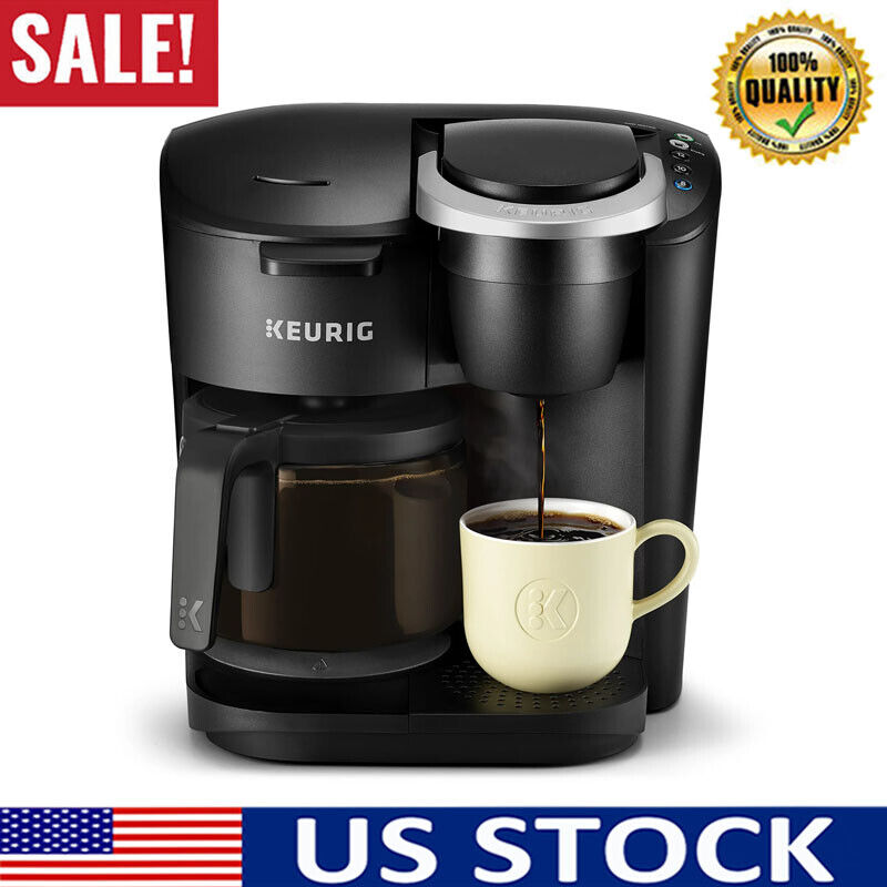 K-Duo Essentials Black Single-Serve K-Cup Pod Coffee Maker Machine, Black US