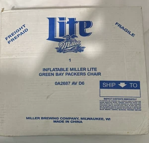 Inflatable Miller Lite Green Bay Packers Chair 1998 Blow Up NFL NOS Vintage New - Picture 1 of 2