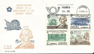 FDC Spain USA Bicentenial - Weapons wars 1976 - Picture 1 of 1