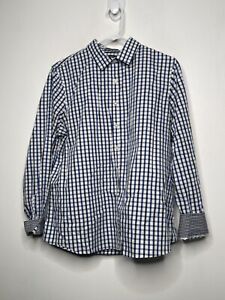Lands End Plaid Button Up Shirt Boys Size 14 Long Sleeve Blue Collared Casual