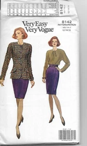 Vogue 8142 Very Easy Misses Business Jacket, Blouse, Skirt SZ 12-14 Uncut FF  - Picture 1 of 3