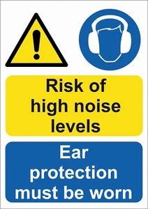 RISK OF HIGH NOISE LEVELS A5/A4/A3 STICKER OR FOAMEX SIGN - SITE SIGNAGE - Picture 1 of 1