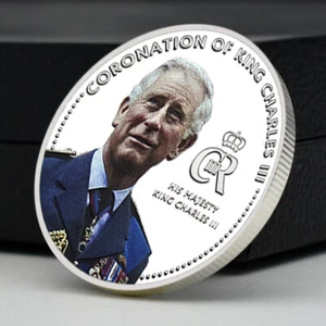 Moneda Desafío Chapada en Plata Carlos III Rey Inglaterra Medalla Conmemorativa Artesanía - Imagen 1 de 12