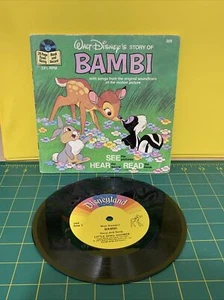 Vintage 1977 Disney Bambi 7" 33 1/3 RPM Vinyl Record w/ Book #309 - Imagen 1 de 1