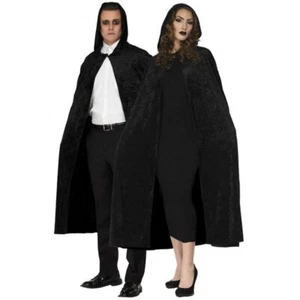 Way to Celebrate Halloween Velvet Hooded Cape, Black, Adult One Size - Picture 1 of 2