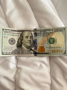 Crisp gently circulated 2017 $100.00 Bill.FRN Serial Number: PK25848888A. K11. - Picture 1 of 2