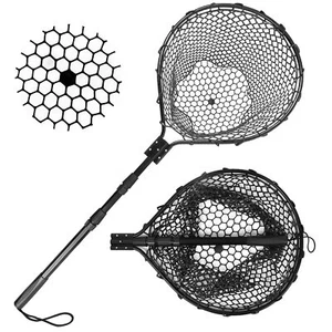 Rubber Fishing Net Large Folding Landing Net,Collapsible Aluminum Pole Handle... - Picture 1 of 6