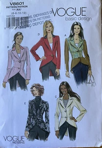 Vogue 8601 Diseño Básico Victoriano Abrigo Blazer Chaqueta Costura Patrón 6-12 U/C - Imagen 1 de 2