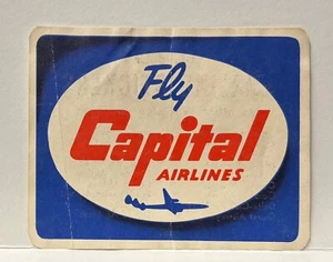 FLY CAPITAL AIRLINES~Vintage Luggage Label~Wheaties Cereal Airline Sticker - Picture 1 of 2