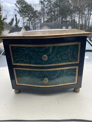 Cómoda vintage con incrustaciones verdes - 2 cajones Foto 1 de 4