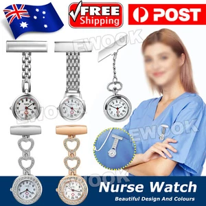 Ladies Heart Nurse Watch Metal Nursing Nurses Pendant Pocket Fob Brooch Quart A - Picture 1 of 15