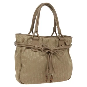 Christian Dior Trotter Canvas Tote Bag Beige Silver Auth fm4016 - Picture 1 of 22