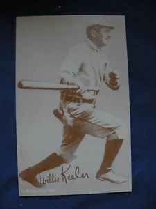 1980 Exhibits Willie Keeler yellow tint plainback MLB baseball - Picture 1 of 2