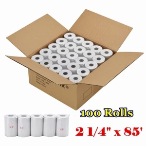 100 Rollen 2-1/4 Zoll x 85 Fuß Thermopapier Registrierkasse & Kreditkarte Kassenbelegband - Bild 1 von 9