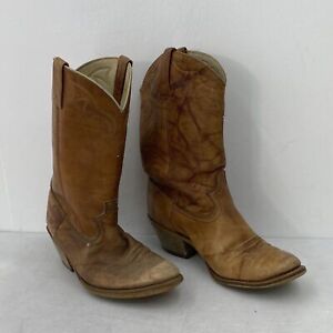 VTG USA Dingo 5907 Brown Leather Pull On Western Cowboy Boots Mens Size 9D