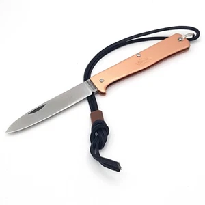 Otter Mercator-Messer klein Kupfer mit Lederband - Taschenmesser Klinge rostfrei - Bild 1 von 4