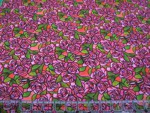 2.4 Yards Cotton Fabric - Quilting Treasures Stained Glass Garden Roses Pink - Picture 1 of 1