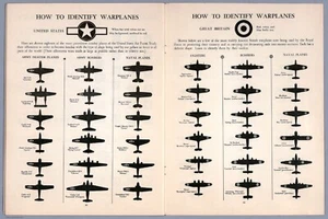 WWII Warplane Identification Chart - U.S. & British Aircraft Silhouettes (1939-1 - Bild 1 von 3
