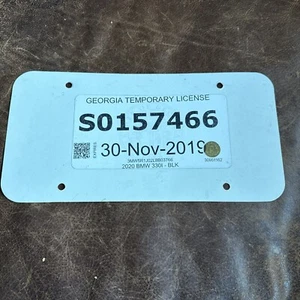 2019 Georgia Temp Tag Temporäres Nummernschild # S 0157466 BMW Nov 30 - Bild 1 von 4