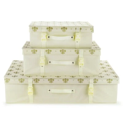 Ivory Gold Wedding Dress Box Storage Bridal pH Neutral Travel Carry Case Clothes - Image 1 of 4