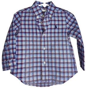 Ralph Lauren Bebé Niño 18 Meses Azul/Rojo Cuadros Manga Larga Cuello Abotonado - Imagen 1 de 12