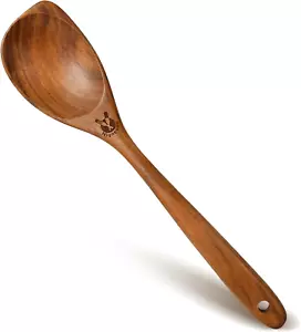 Holzlöffel zum Kochen, natürlicher Premium Teakholz Ecklöffel, guter Halt - Bild 1 von 12