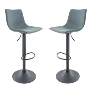 LeisureMod Tilbury Modern Adjustable Bar Stool With Footrest & 360-Degree Swivel - Picture 1 of 5