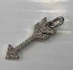 Ciondolo retrò argento sterling 925 freccia pavè zirconi cristalli amore - Foto 1 di 8