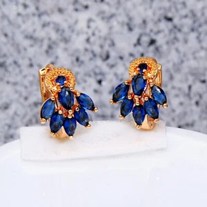Dameohrringe charismatische Ohrringe vergoldet Gold K18/750er Rosa farbe Topas - Bild 1 von 3