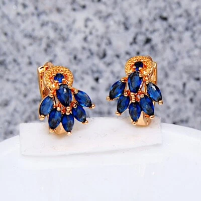 Dameohrringe  charismatische Ohrringe vergoldet Gold K18/750er Rosa farbe  Topas - Bild 1 von 3