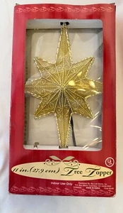 Stella di Natale Vintage Interno Elettrico Illuminato Oro Albero Topper Alto 11 Pollici - Foto 1 di 9