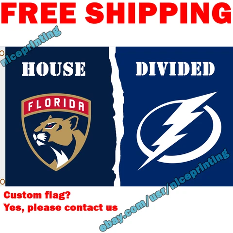 Florida Panthers vs. Tampa Bay Lightning House Divided Flag Banner 3x5 ft 2022 Cover