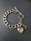 JUICY COUTURE Chunky Link Bracelet with Charms Heart Gold Tone Pre-owned 