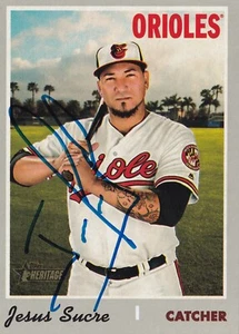 JESUS SUCRE SIGNED AUTO'D 2019 TOPPS HERITAGE CARD 666 BALTIMORE ORIOLES RAYS - Picture 1 of 3