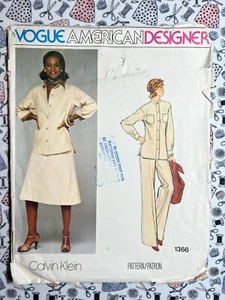Vogue American Designer Pattern 1366 Calvin Klein Jacket Pants Skirt Shirt Sz 10 - Picture 1 of 3